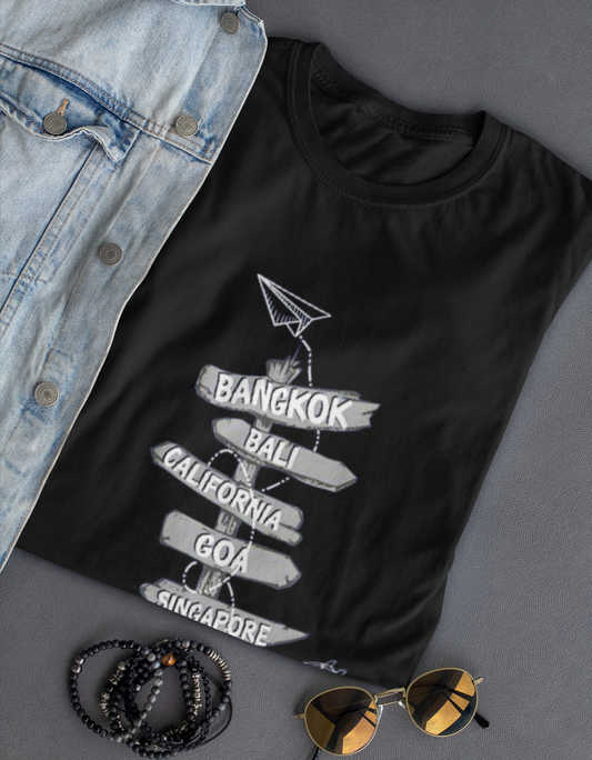 PAGALFIT® | Wander Route Travel T-Shirt | Bangkok Bali Goa Graphic Tee